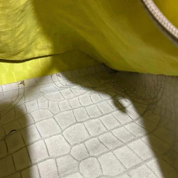 Furla beige embossed leather satchel handbag - Picture 6 of 13